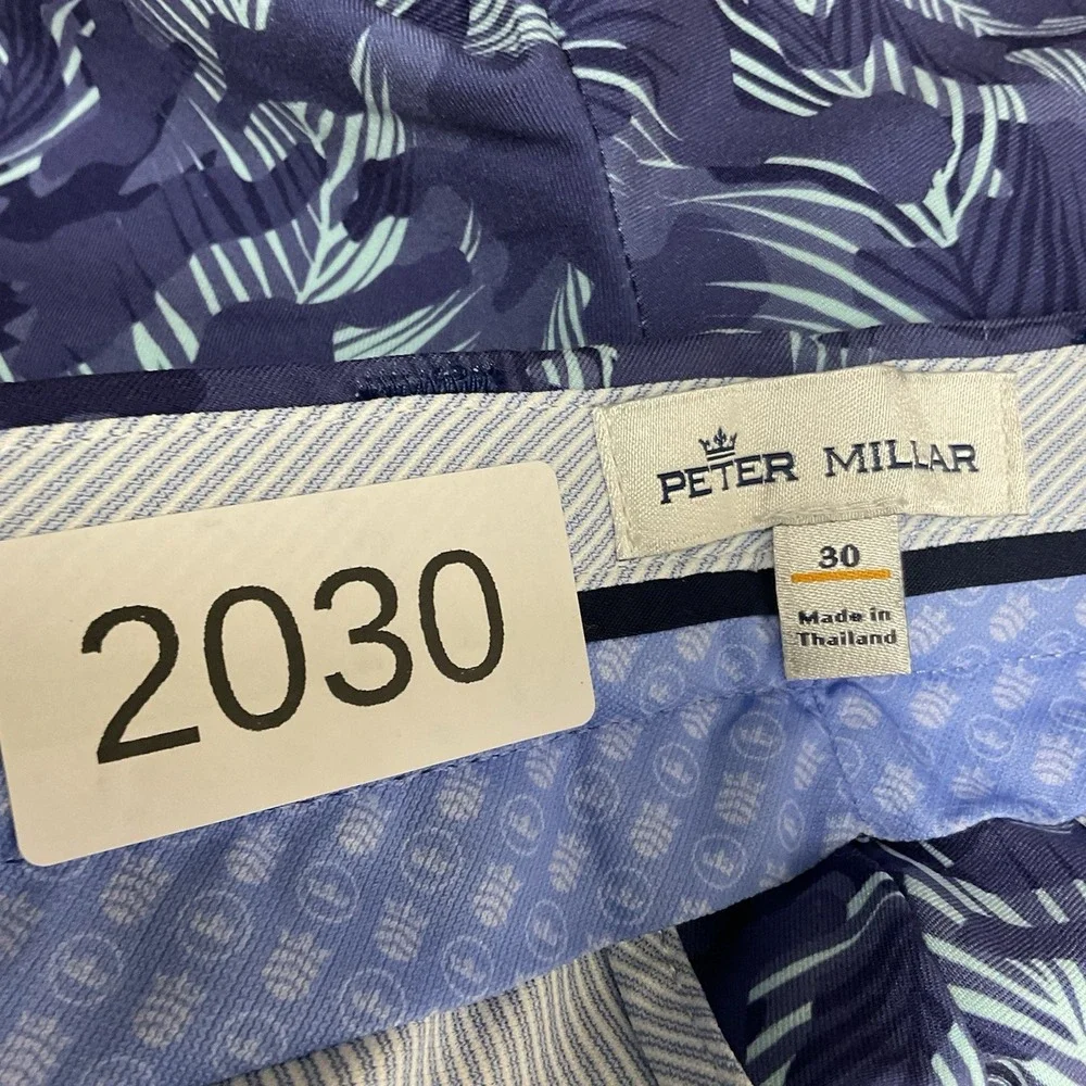 Peter Millar Mens 30 Salem Tropical Camo Performance Shorts $115 Flat Front Blue